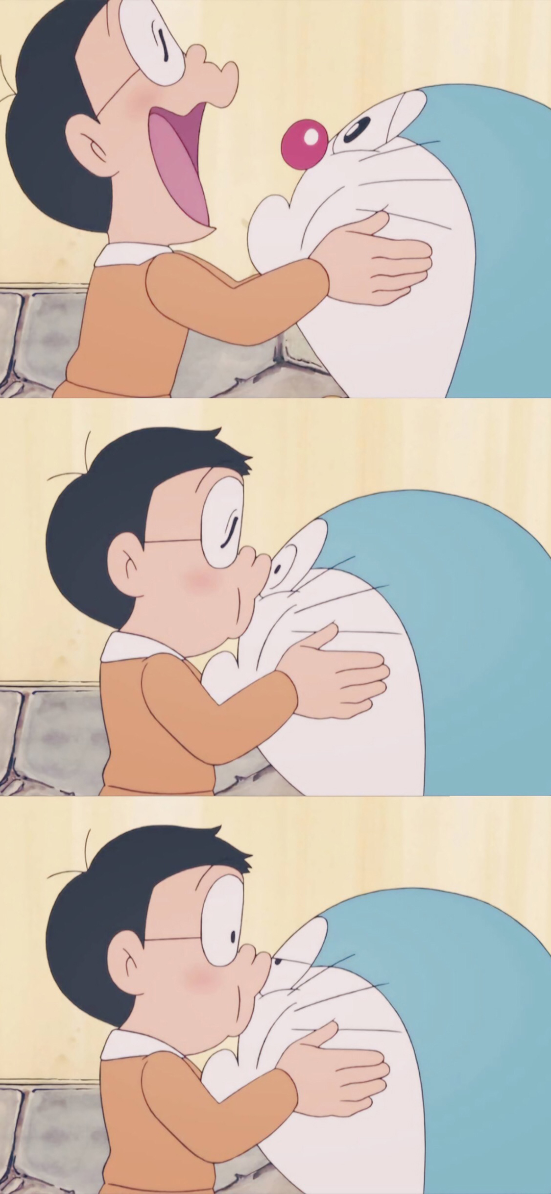 [2436×1125]哆啦A梦 动画片 漫画 大雄 叮当猫 亲亲 苹果手机动漫壁纸图片