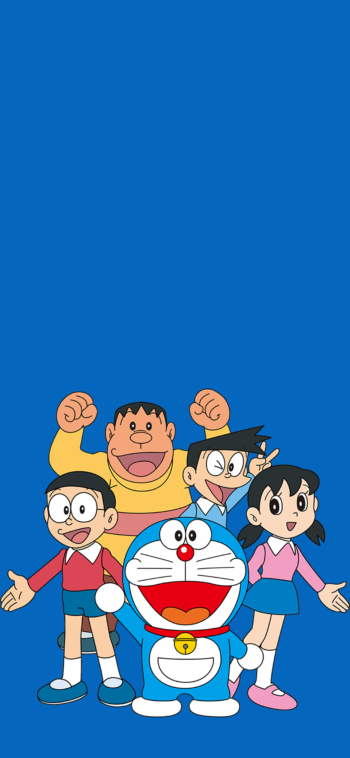 [2436×1125]哆啦A梦 叮当猫 大雄 静香 胖虎 小夫 蓝色 动画 苹果手机动漫壁纸图片