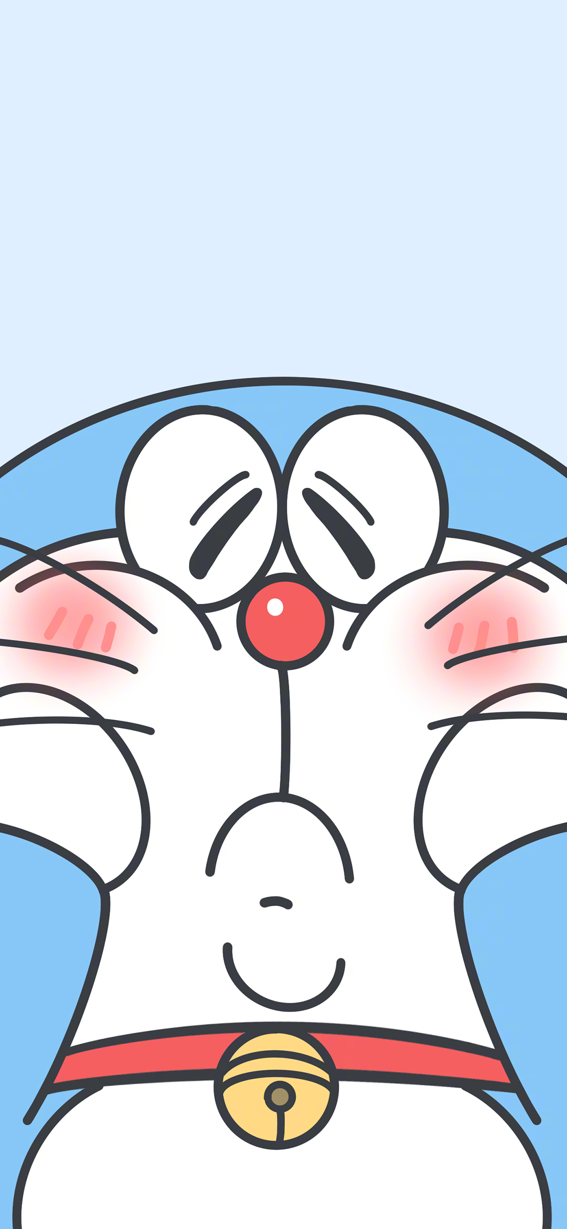 [2436×1125]哆啦A梦 叮当猫 挤脸 可爱 苹果手机动漫壁纸图片