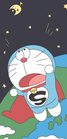 [2436x1125]哆啦A梦 叮当猫 日本 动画 太空 苹果手机动漫壁纸图片