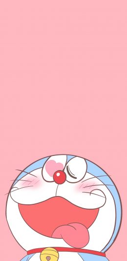 [2436x1125]哆啦A梦 爱心 粉 日漫 叮当猫 苹果手机动漫壁纸图片