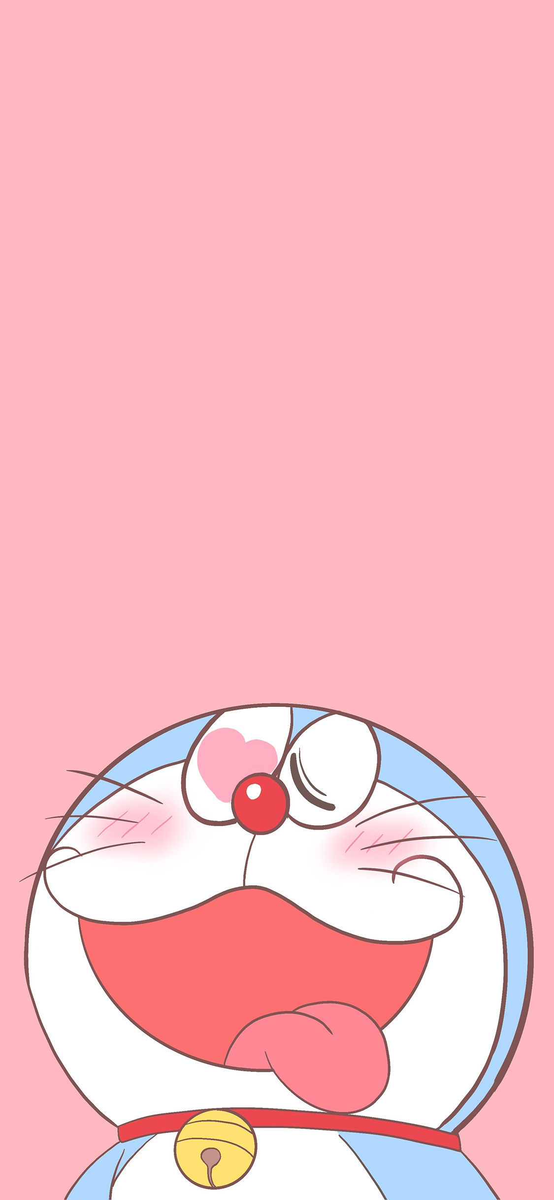 [2436×1125]哆啦A梦 爱心 粉 日漫 叮当猫 苹果手机动漫壁纸图片