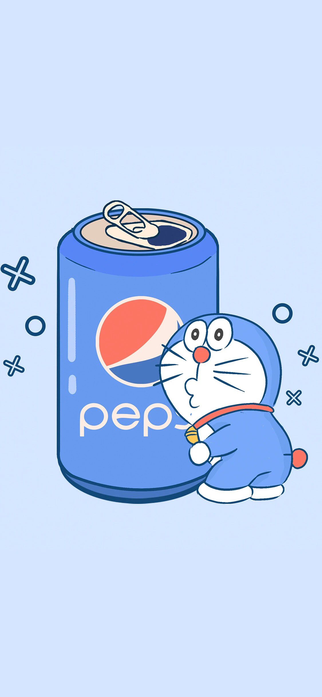 [2436×1125]哆啦A梦 百事可乐 蓝 苹果手机动漫壁纸图片