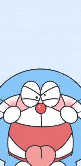 [2436x1125]哆啦A梦 鬼脸 叮当猫 吐舌 动画 苹果手机动漫壁纸图片