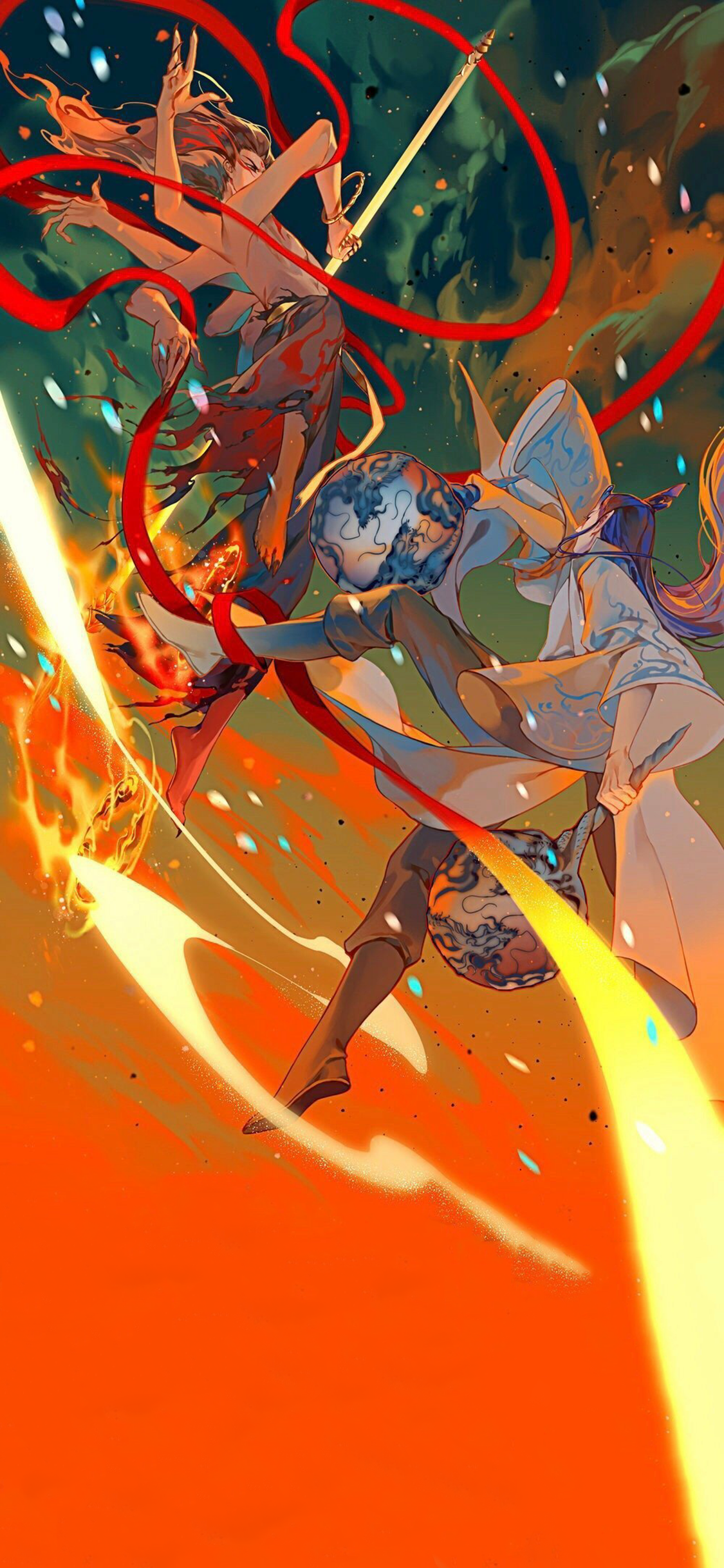 [2436×1125]哪吒 魔童降世 敖丙 决战 苹果手机动漫壁纸图片