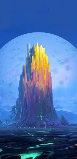 [2436x1125]场景 插图 山峰 色彩 苹果手机动漫壁纸图片