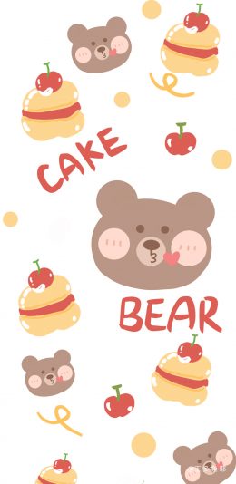 [2436x1125]壳 卡通 小熊 糕点 bear 苹果手机动漫壁纸图片