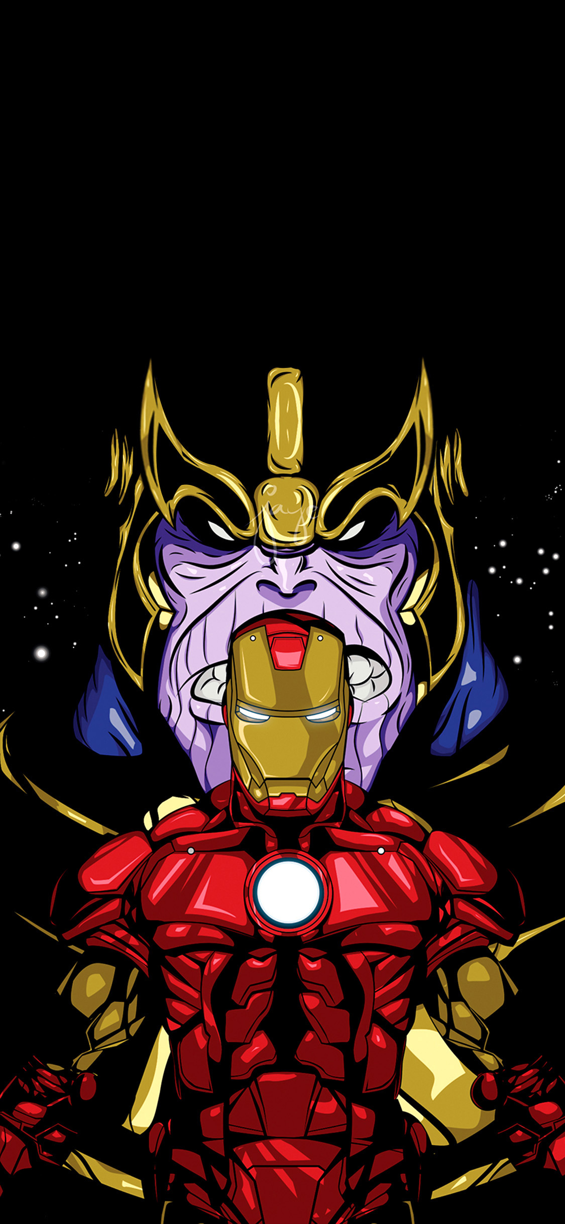 [2436×1125]复仇者联盟 漫威 灭霸 钢铁侠 超级英雄 苹果手机动漫壁纸图片