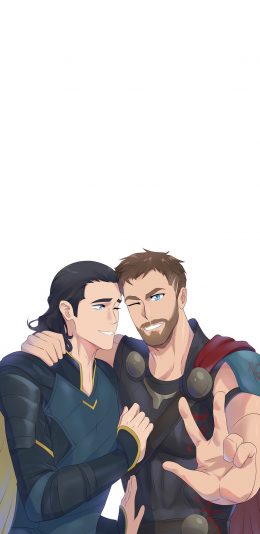 [2436x1125]复仇者联盟 雷神托尔 洛基 超级英雄 漫威 苹果手机动漫壁纸图片