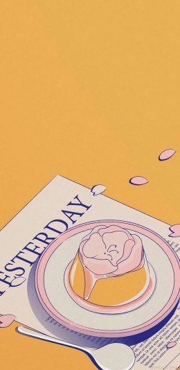 [2436x1125]夏日 零食插图 布丁 花朵 苹果手机动漫壁纸图片