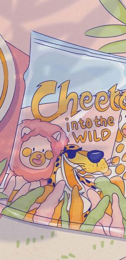 [2436x1125]夏日 零食插图 薯片 苹果手机动漫壁纸图片