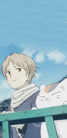 [2436x1125]夏目友人帐 动画  贵志 猫老师 苹果手机动漫壁纸图片