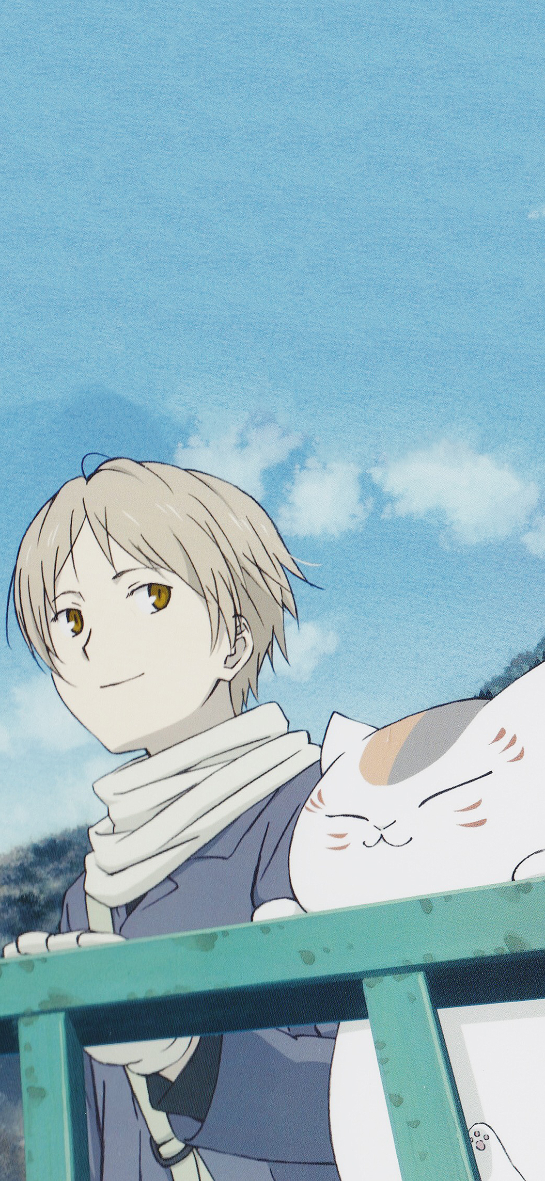 [2436×1125]夏目友人帐 动画  贵志 猫老师 苹果手机动漫壁纸图片