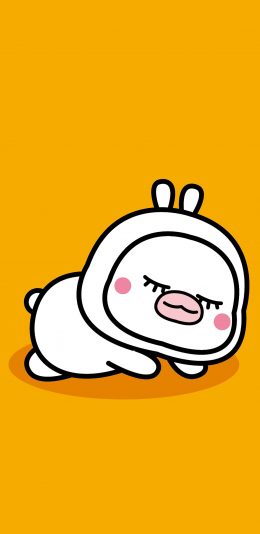 [2436x1125]夏萌猫 黄色 可爱 卡通 苹果手机动漫壁纸图片