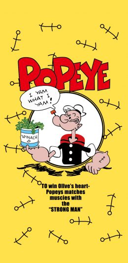 [2436x1125]大力水手 动画 卡通 欧美 黄色 苹果手机动漫壁纸图片