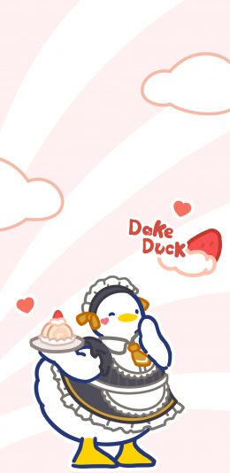 [2436x1125]大可鸭 蛋糕 可爱 卡通 苹果手机动漫壁纸图片