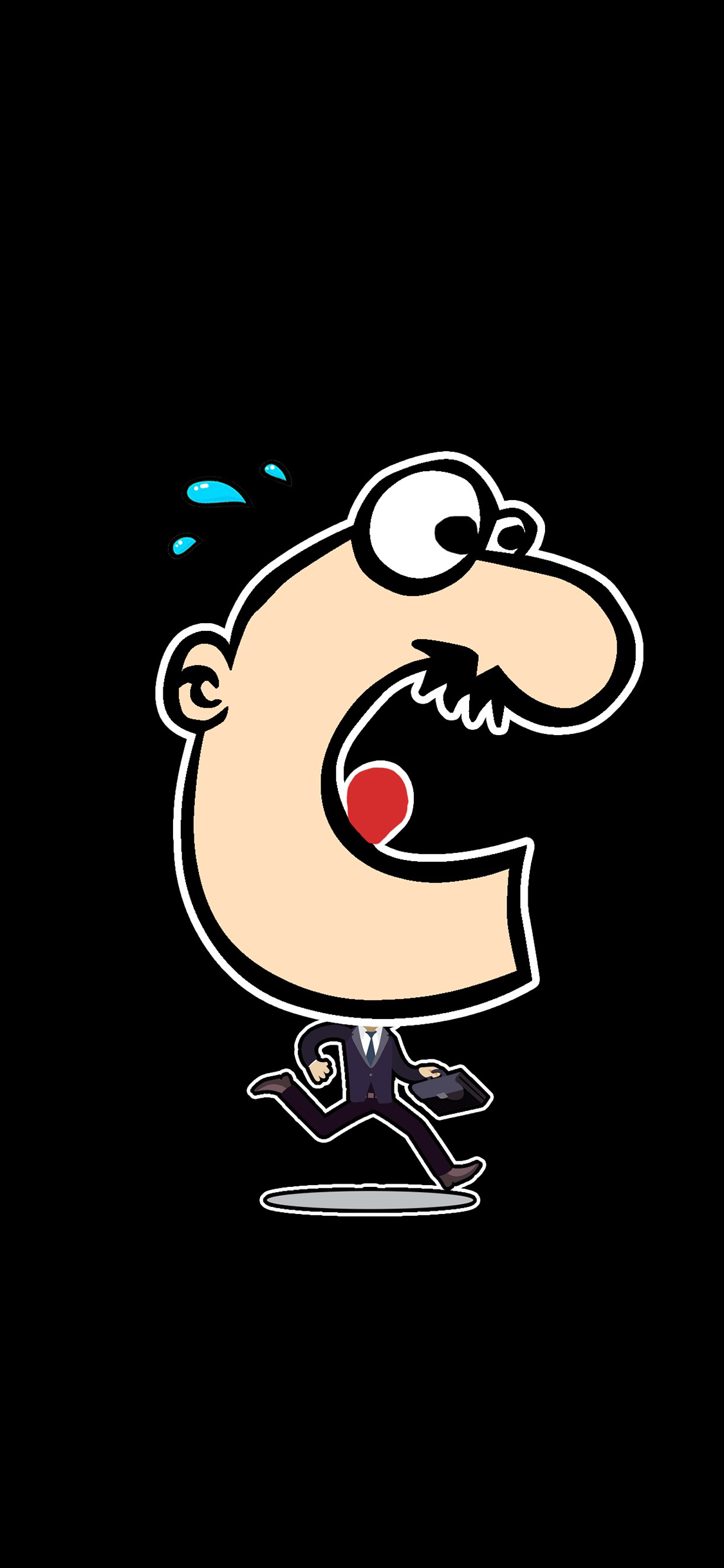 [2436×1125]大头 简约 惊慌 黑 苹果手机动漫壁纸图片