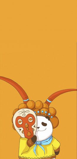 [2436x1125]大熊猫 cos 孙悟空 可爱 苹果手机动漫壁纸图片