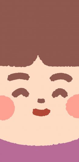 [2436x1125]大脸 五官 腮红 微笑 可爱 苹果手机动漫壁纸图片