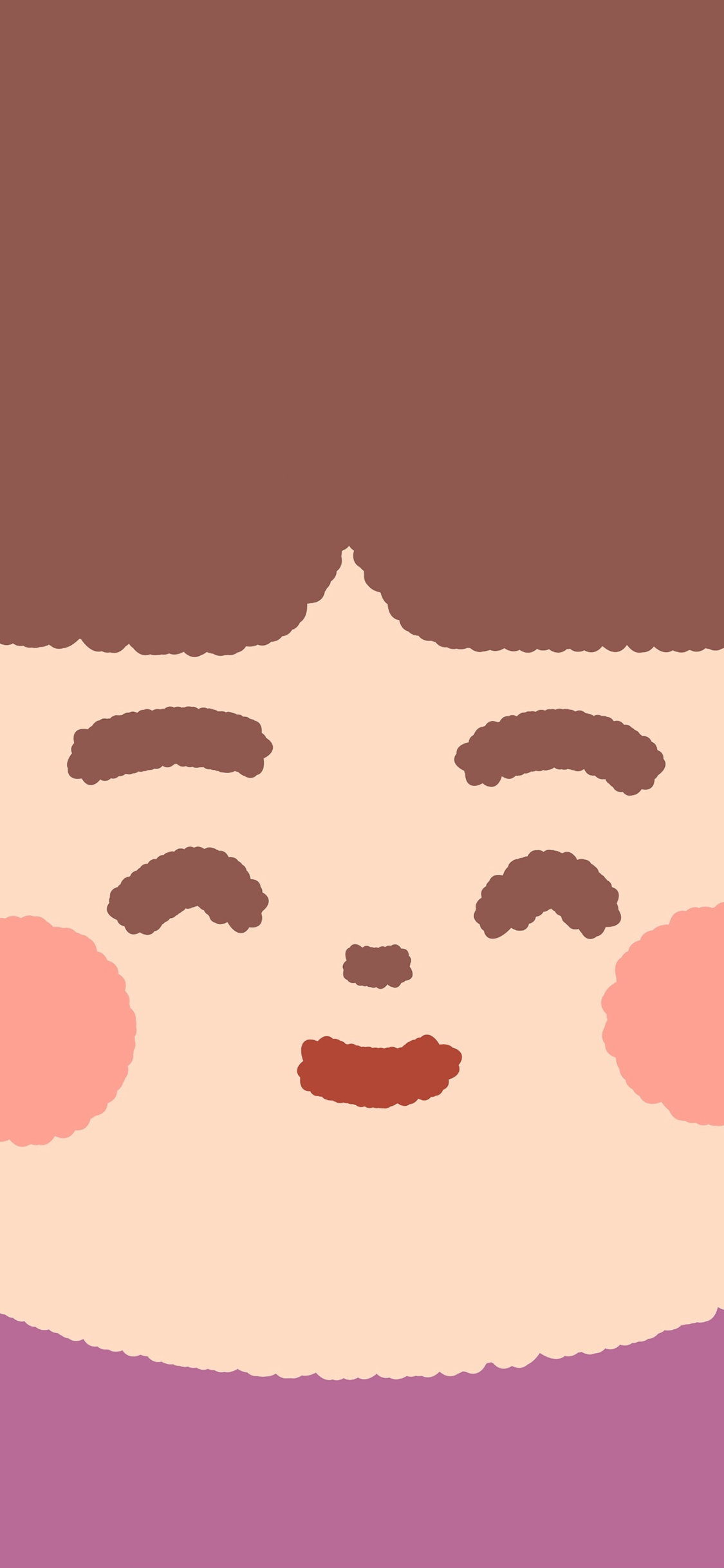 [2436×1125]大脸 五官 腮红 微笑 可爱 苹果手机动漫壁纸图片