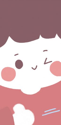 [2436x1125]大脸 可爱 表情 眨眼 苹果手机动漫壁纸图片