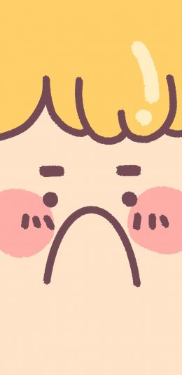 [2436x1125]大脸 扁嘴 不开心 表情 苹果手机动漫壁纸图片