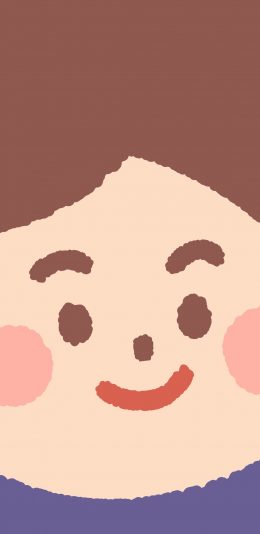 [2436x1125]大脸 表情 五官 微笑 腮红 苹果手机动漫壁纸图片