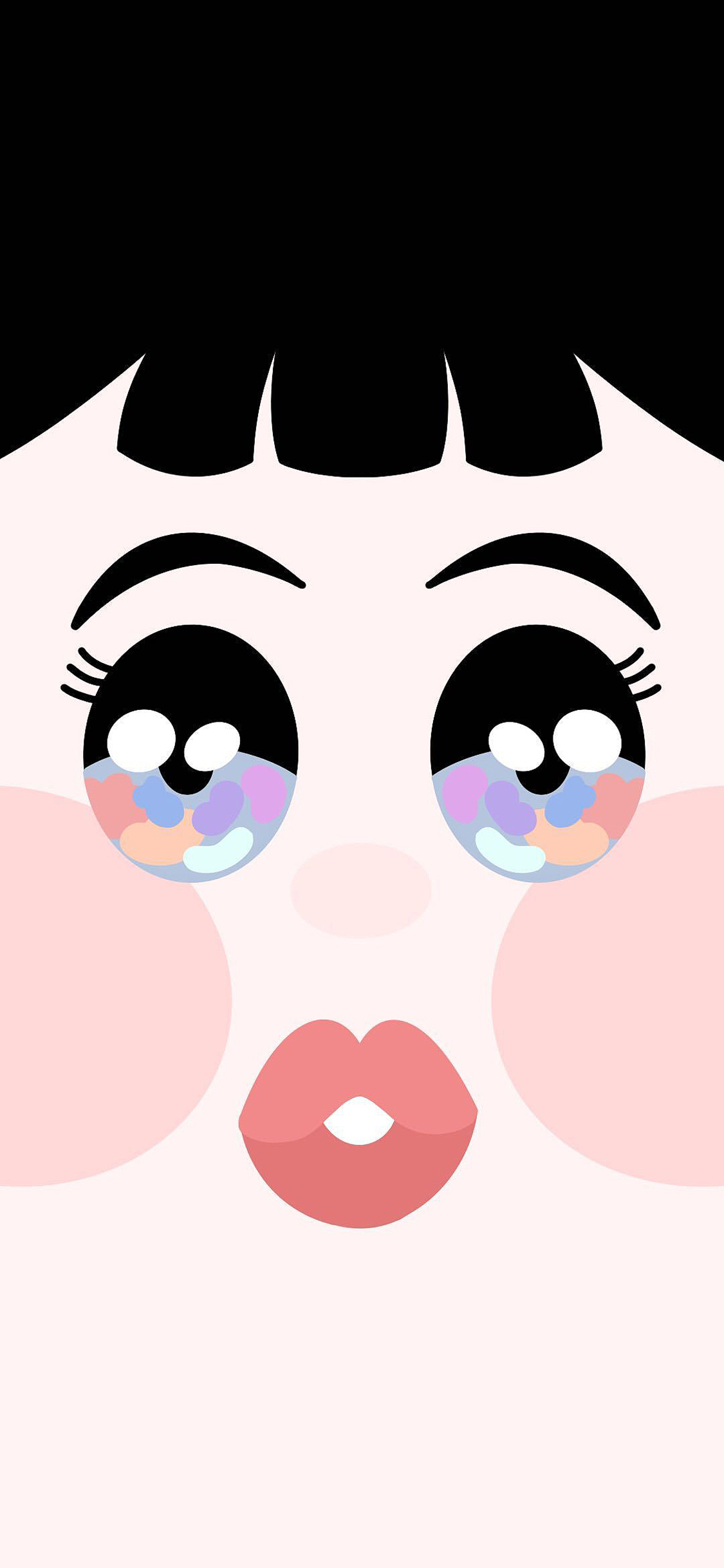 [2436×1125]大脸 表情 刘海 眼睛 苹果手机动漫壁纸图片