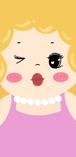 [2436x1125]大脸 表情 妆容 色彩 苹果手机动漫壁纸图片