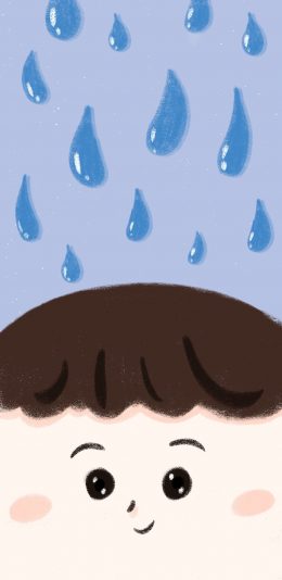 [2436x1125]大脸 雨滴 表情 笑脸 苹果手机动漫壁纸图片