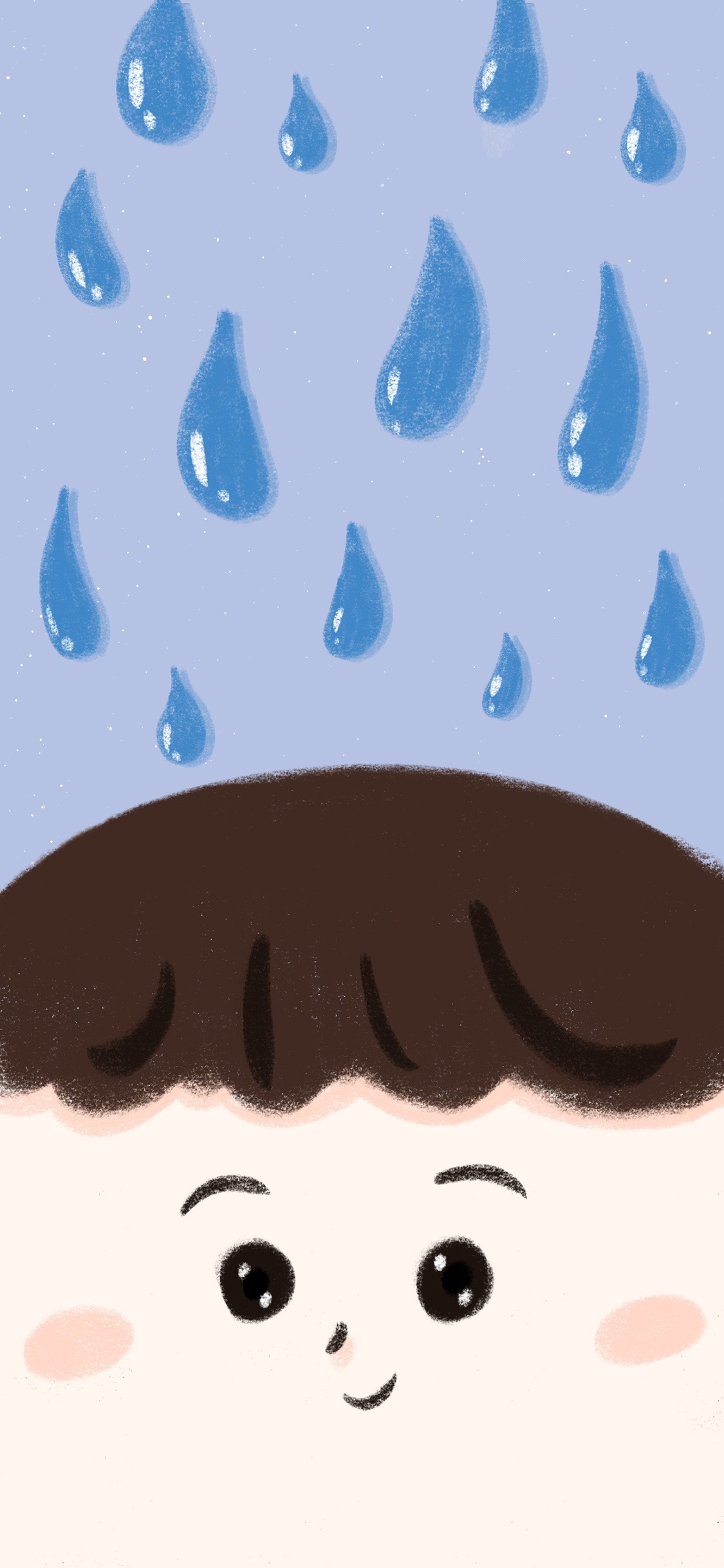 [2436×1125]大脸 雨滴 表情 笑脸 苹果手机动漫壁纸图片