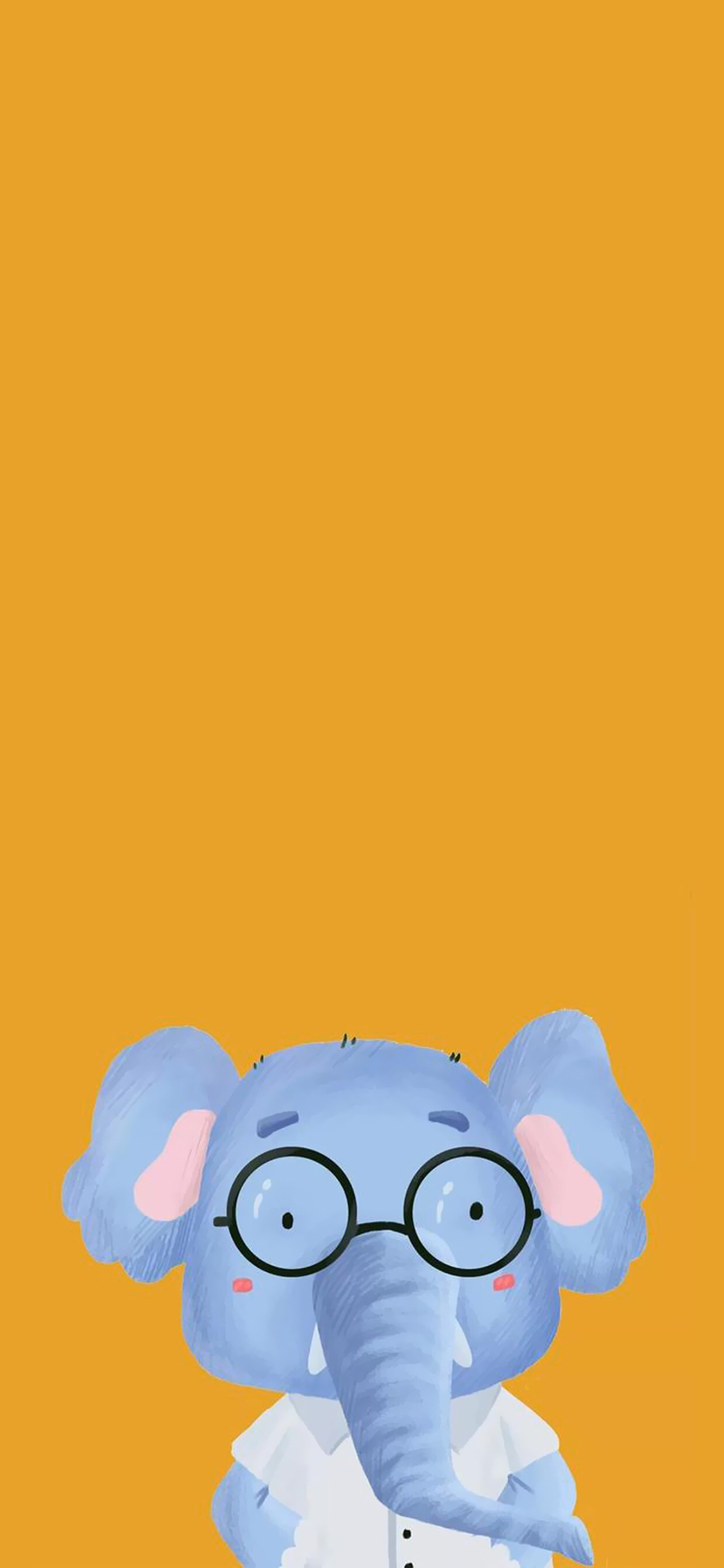 [2436×1125]大象 卡通 绘画 插画 苹果手机动漫壁纸图片