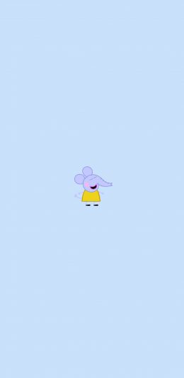 [2436x1125]大象艾米丽 小猪佩奇 动画 卡通 可爱 蓝色 苹果手机动漫壁纸图片