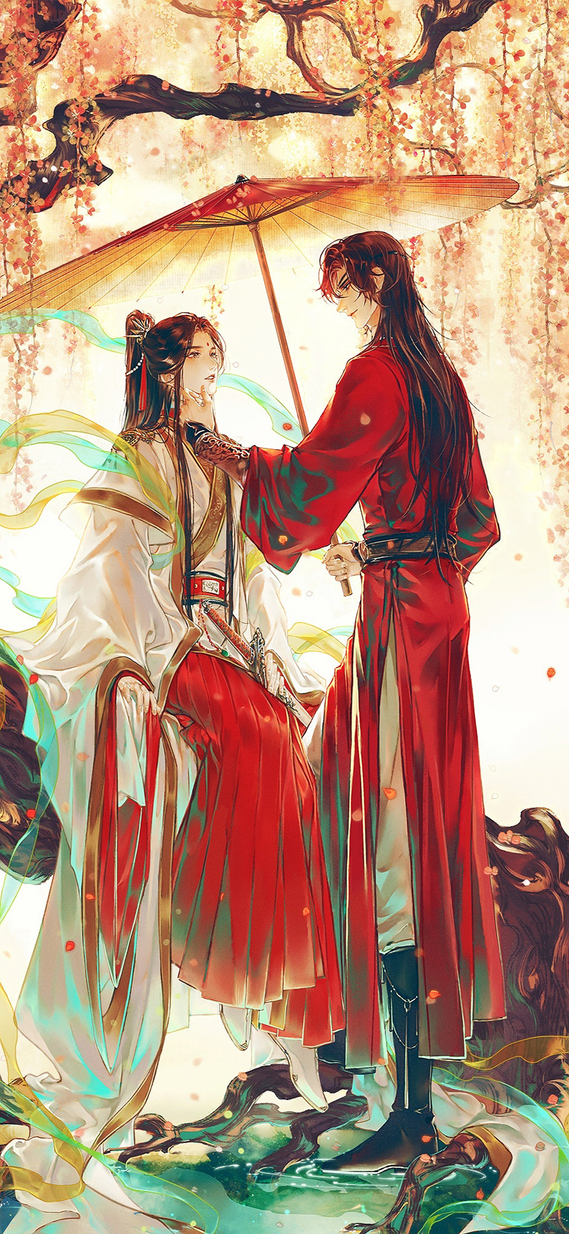 [2436×1125]天官赐福 花怜 花城 谢怜 插画 苹果手机动漫壁纸图片