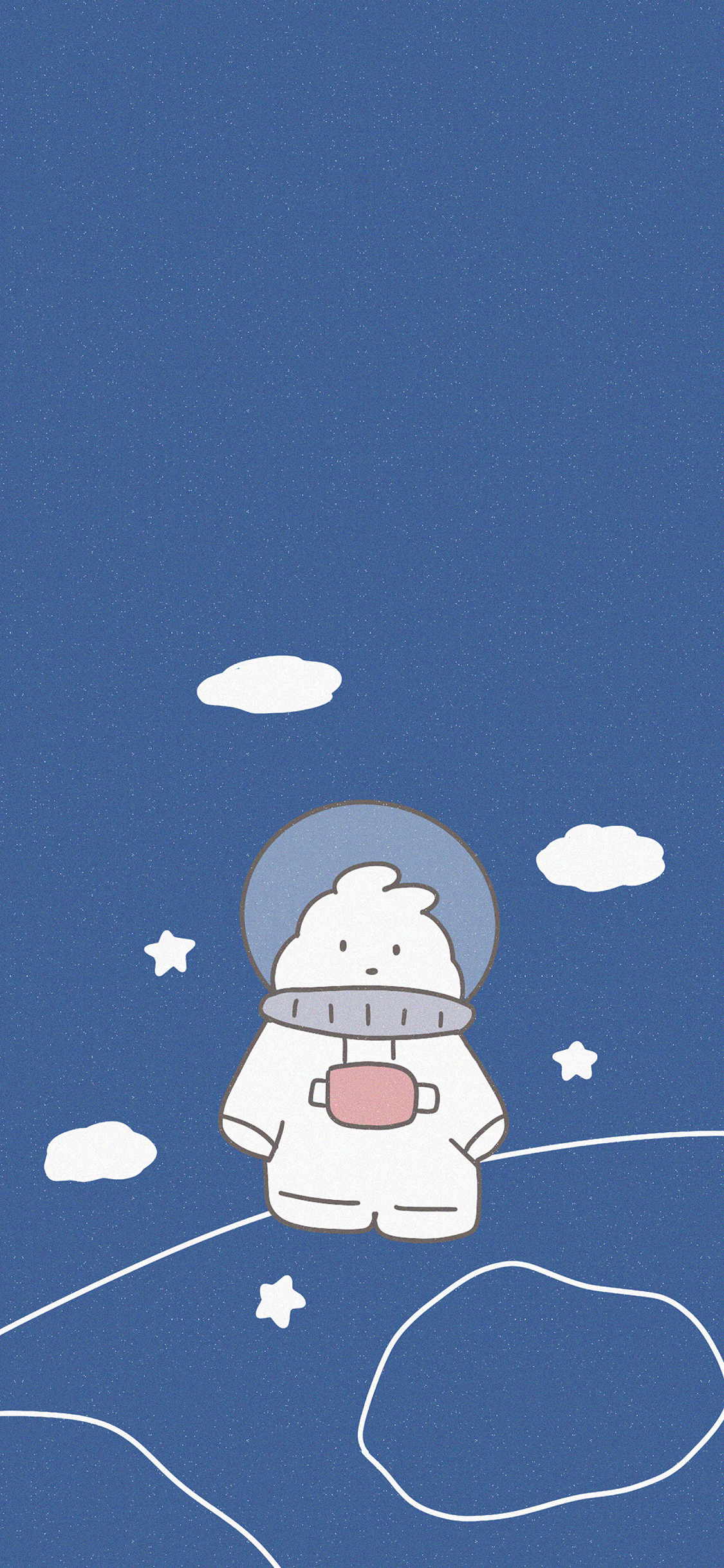 [2436×1125]太空 宇航 兔子 星星（取自微博：桃子咕哩咕） 苹果手机动漫壁纸图片