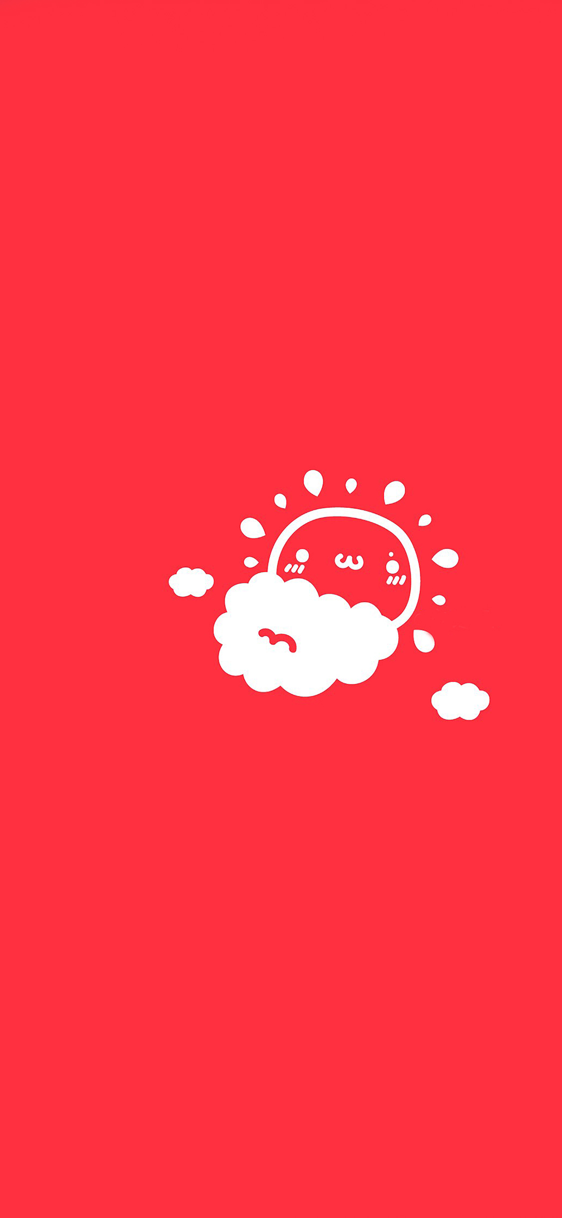 [2436×1125]太阳 阳光 云朵 手绘 可爱 卡通 粉 苹果手机动漫壁纸图片