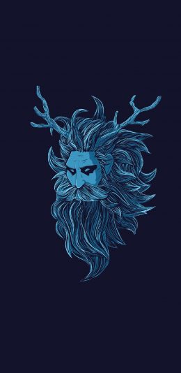 [2436x1125]头像 蓝色 毛发 鹿角 苹果手机动漫壁纸图片