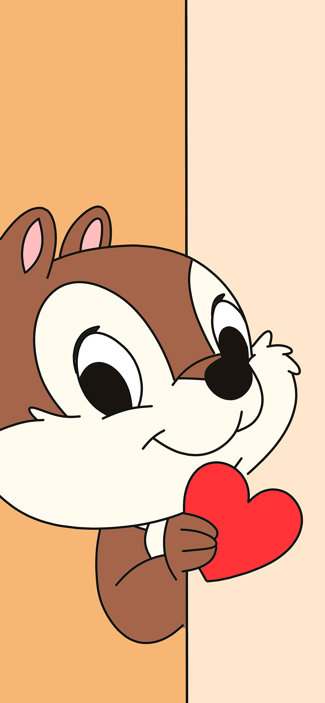 [2436×1125]奇奇 大兵布鲁托 花栗鼠 动画 迪士尼 爱心 苹果手机动漫壁纸图片