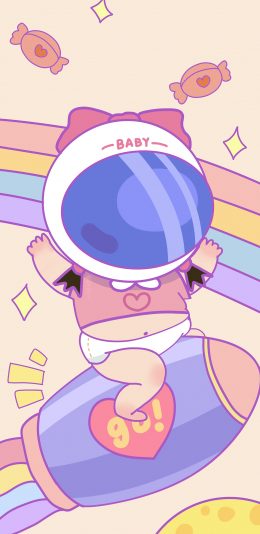 [2436x1125]女孩 baby 机车头盔 火箭 苹果手机动漫壁纸图片