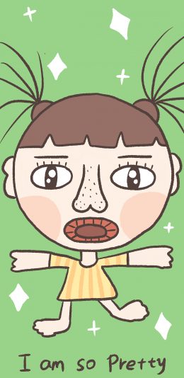 [2436x1125]女孩 卡通 丑八怪 恶搞 pretty 苹果手机动漫壁纸图片