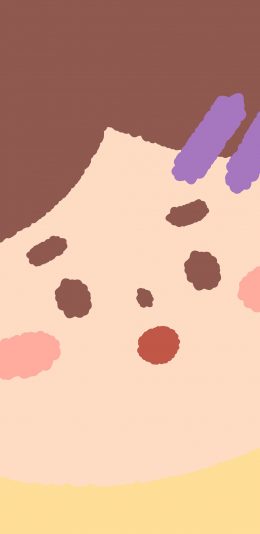 [2436x1125]女孩 大脸 五官 卡通 发夹 苹果手机动漫壁纸图片