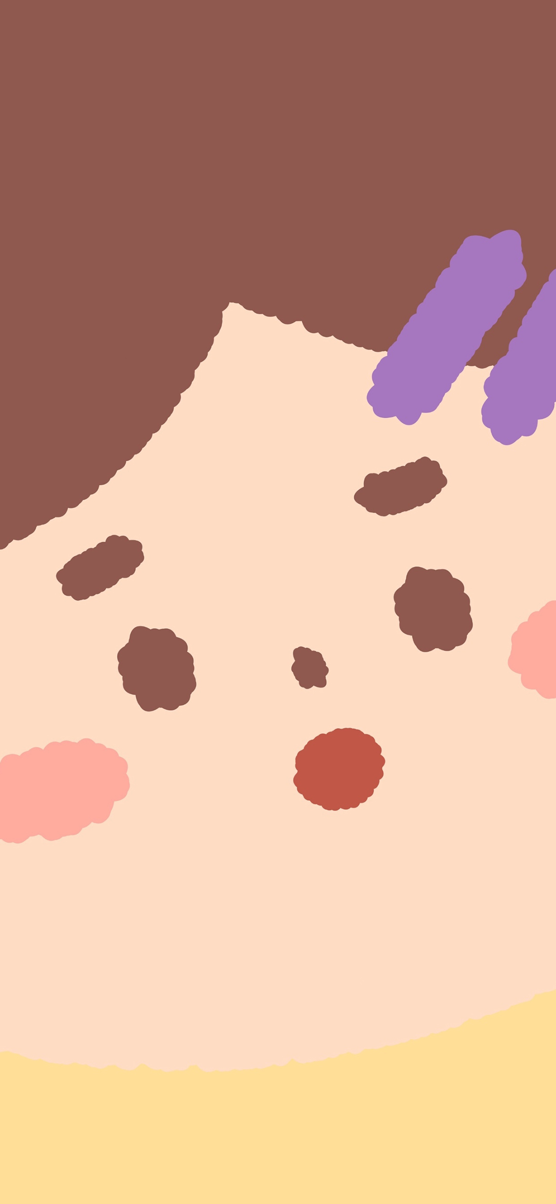 [2436×1125]女孩 大脸 五官 卡通 发夹 苹果手机动漫壁纸图片