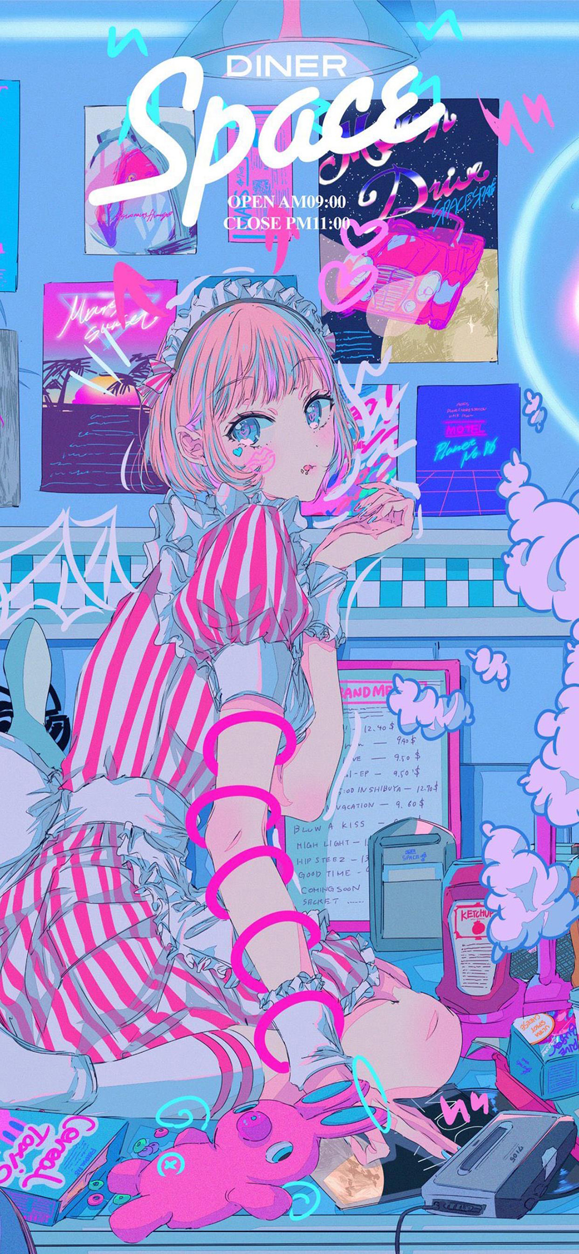 [2436×1125]女孩 女仆装 海报 玩具 性感 漫画 苹果手机动漫壁纸图片