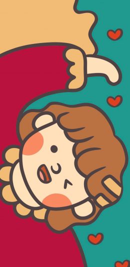 [2436x1125]女孩 情侣壁纸 爱心 苹果手机动漫壁纸图片