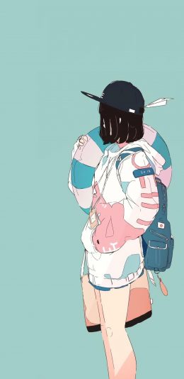 [2436x1125]女孩 插图 侧面 潮流 搭配 苹果手机动漫壁纸图片