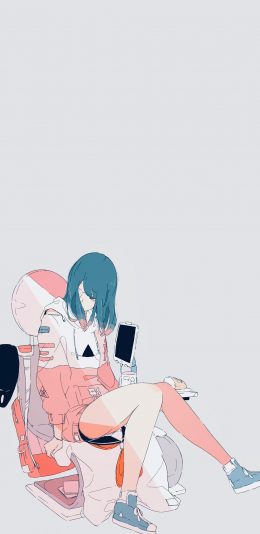 [2436x1125]女孩 插图 卡通 潮流 苹果手机动漫壁纸图片