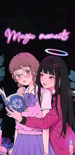 [2436x1125]女孩 插图 少女 插画师：ubokhee 苹果手机动漫壁纸图片