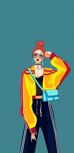 [2436x1125]女孩 插图 时尚 摩登 色彩 苹果手机动漫壁纸图片