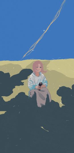 [2436x1125]女孩 插图 清新 作者秋野コゴミ 苹果手机动漫壁纸图片