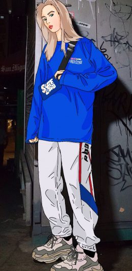 [2436x1125]女孩 插图 潮图 服饰 苹果手机动漫壁纸图片